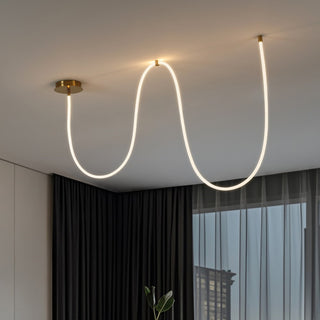 Serafina Contemporary Minimalist 360 Adjustable Silicone Neon Rope Dimmable Linear Integrated LED Flush Mount - JONATHAN Y