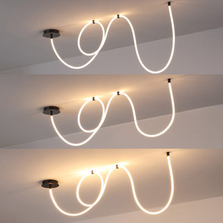 Serafina Contemporary Minimalist 360 Adjustable Silicone Neon Rope Dimmable Linear Integrated LED Flush Mount - JONATHAN Y