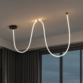 Serafina Contemporary Minimalist 360 Adjustable Silicone Neon Rope Dimmable Linear Integrated LED Flush Mount - JONATHAN Y