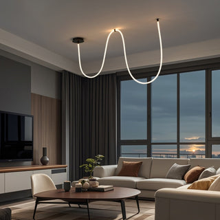 Serafina Contemporary Minimalist 360 Adjustable Silicone Neon Rope Dimmable Linear Integrated LED Flush Mount - JONATHAN Y
