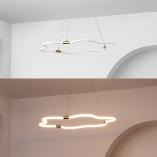 Nuvola 31.5" Contemporary Minimalist Metal/Acrylic Adjustable Dimmable Cloud Integrated LED Chandelier - JONATHAN Y