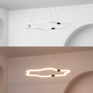 Nuvola 31.5" Contemporary Minimalist Metal/Acrylic Adjustable Dimmable Cloud Integrated LED Chandelier - JONATHAN Y