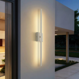 Vara 28" Modern Minimalist Indoor/Outdoor Metal 350-Degree Rotatable Dimmable Integrated LED Wall Sconce - JONATHAN Y