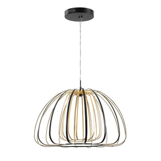 Gigi 23.5" Modern Glam Metal Adjustable Dimmable Stripe Cage Integrated LED Pendant - JONATHAN Y