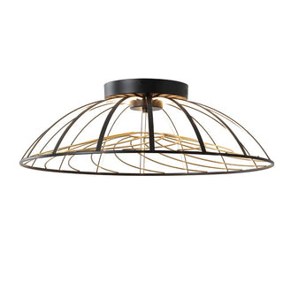 Ambros 23.5" Modern Industrial Metal Dimmable Stripe Half-Cage Integrated LED Flush Mount - JONATHAN Y