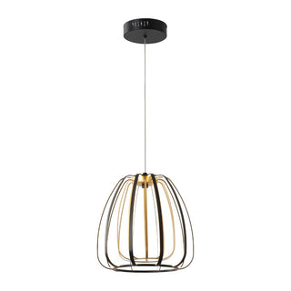 Gigi 11.5" Modern Glam Metal Adjustable Dimmable Stripe Cage Integrated LED Pendant - JONATHAN Y