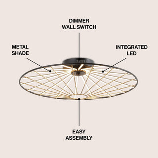 Anders 23.25" Contemporary Scandinavian Dimmable Stripe UFO Integrated LED Flush Mount - JONATHAN Y