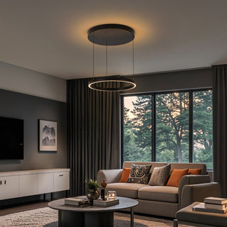 Jense 23.75" Minimalist Modern Metal Adjustable Dimmable Ring LED Pendant - JONATHAN Y