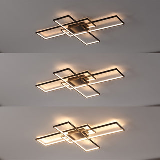 Palco 39" Contemporary Minimalist Metal Adjustable Dimmable Geometric Integrated LED Flush Mount - JONATHAN Y