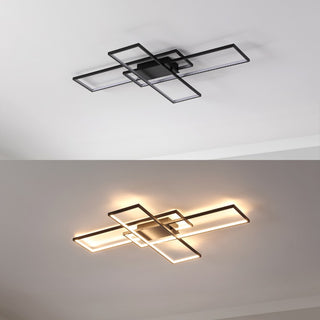 Palco 39" Contemporary Minimalist Metal Adjustable Dimmable Geometric Integrated LED Flush Mount - JONATHAN Y