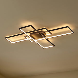 Palco 39" Contemporary Minimalist Metal Adjustable Dimmable Geometric Integrated LED Flush Mount - JONATHAN Y