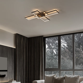 Palco 39" Contemporary Minimalist Metal Adjustable Dimmable Geometric Integrated LED Flush Mount - JONATHAN Y
