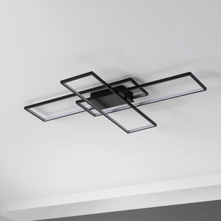 Palco 39" Contemporary Minimalist Metal Adjustable Dimmable Geometric Integrated LED Flush Mount - JONATHAN Y