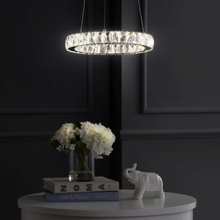 Reese 15.7" Adjustable Integrated LED Metal/Crystal Pendant Pendant - JONATHAN Y