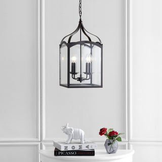 Ruth 11" Traditional Classic Lantern Metal/Glass LED Pendant - JONATHAN Y