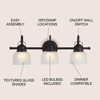 Virginia Metal/Glass LED Vanity Light