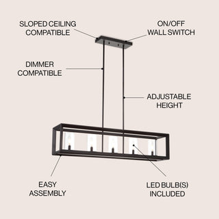 Anna 38.5" Linear Metal/Glass LED Pendant