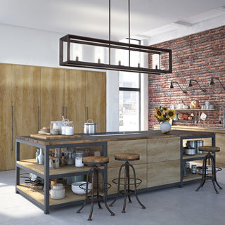 Anna 38.5" Linear Metal/Glass LED Pendant - JONATHAN Y