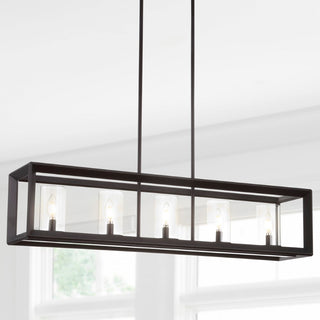 Anna 38.5" Linear Metal/Glass LED Pendant - JONATHAN Y