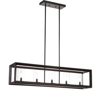 Anna 38.5" Linear Metal/Glass LED Pendant - JONATHAN Y