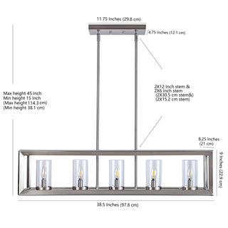 Anna 38.5" Linear Metal/Glass LED Pendant - JONATHAN Y
