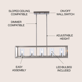Anna 38.5" Linear Metal/Glass LED Pendant
