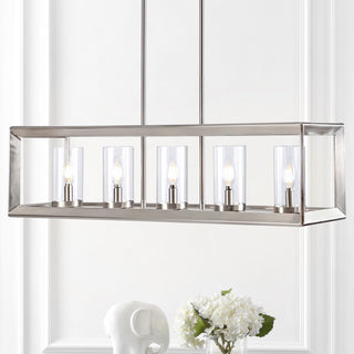 Anna 38.5" Linear Metal/Glass LED Pendant - JONATHAN Y