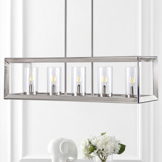Anna 38.5" Linear Metal/Glass LED Pendant - JONATHAN Y