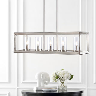 Anna 38.5" Linear Metal/Glass LED Pendant - JONATHAN Y