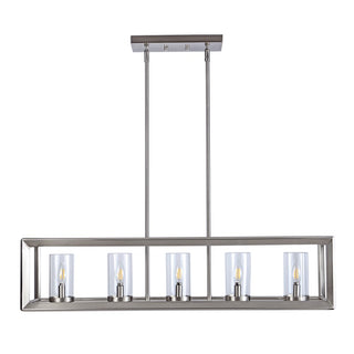 Anna 38.5" Linear Metal/Glass LED Pendant - JONATHAN Y