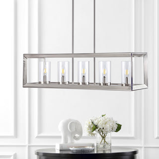 Anna 38.5" Linear Metal/Glass LED Pendant - JONATHAN Y
