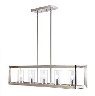 Anna 38.5" Linear Metal/Glass LED Pendant - JONATHAN Y