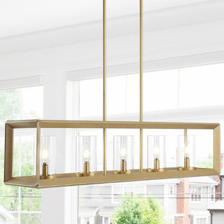 Anna 38.5" Linear Metal/Glass LED Pendant