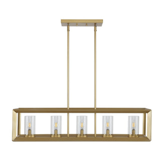Anna 38.5" Linear Metal/Glass LED Pendant - JONATHAN Y