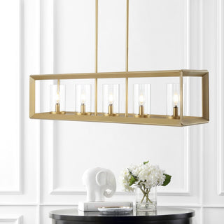 Anna 38.5" Linear Metal/Glass LED Pendant - JONATHAN Y