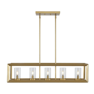 Anna 38.5" Linear Metal/Glass LED Pendant - JONATHAN Y