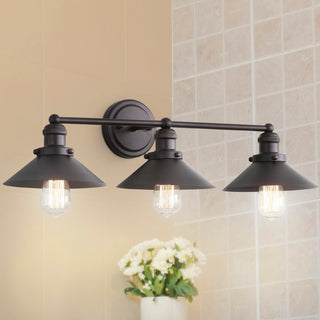 July 26.5" 3-Light Industrial Farmhouse Metal Vanity Light - JONATHAN Y