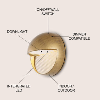 Orbe 6.25" Outdoor Metal/Glass Integrated LED Wall Sconce - JONATHAN Y