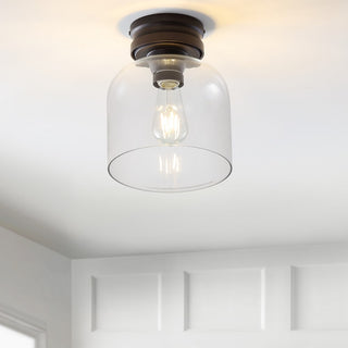 Domenic 7.75" Metal/Glass LED Flush Mount - JONATHAN Y