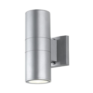 Duo 6" Modern Midcentury Cylinder Outdoor Metal/Glass Integrated LED Wall Sconce with Uplight - JONATHAN Y