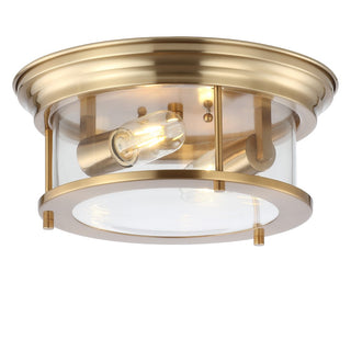 Lauren 13.25" Metal/Glass LED Flush Mount - JONATHAN Y
