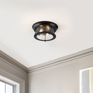 Lauren 13.25" Metal/Glass LED Flush Mount - JONATHAN Y
