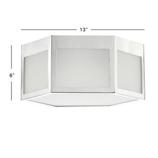 Minimo Hexagon Metal/Frosted Glass LED Flush Mount - JONATHAN Y