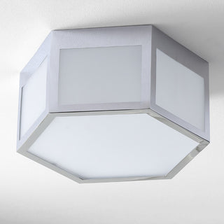 Minimo Hexagon Metal/Frosted Glass LED Flush Mount - JONATHAN Y