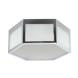 Minimo Hexagon Metal/Frosted Glass LED Flush Mount - JONATHAN Y