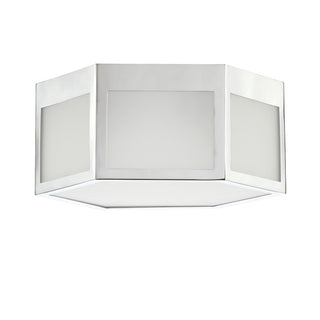 Minimo Hexagon Metal/Frosted Glass LED Flush Mount - JONATHAN Y