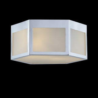Minimo Hexagon Metal/Frosted Glass LED Flush Mount - JONATHAN Y