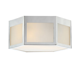 Minimo Hexagon Metal/Frosted Glass LED Flush Mount - JONATHAN Y