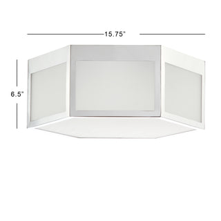 Minimo Hexagon Metal/Frosted Glass LED Flush Mount - JONATHAN Y