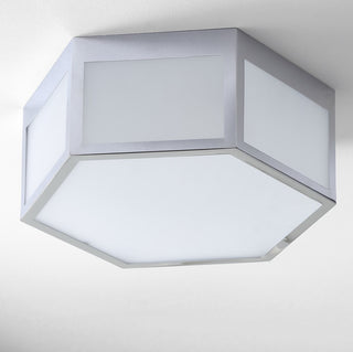 Minimo Hexagon Metal/Frosted Glass LED Flush Mount - JONATHAN Y